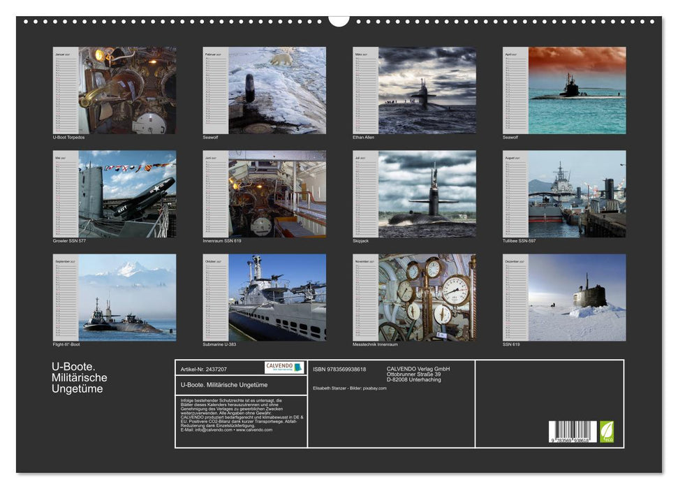 U-Boote. Militärische Ungetüme (CALVENDO Wandkalender 2027)