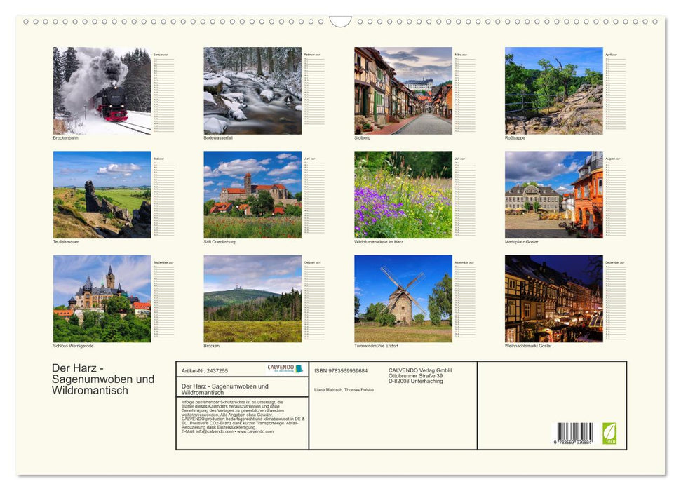 Der Harz - Sagenumwoben und Wildromantisch (CALVENDO Wandkalender 2027)