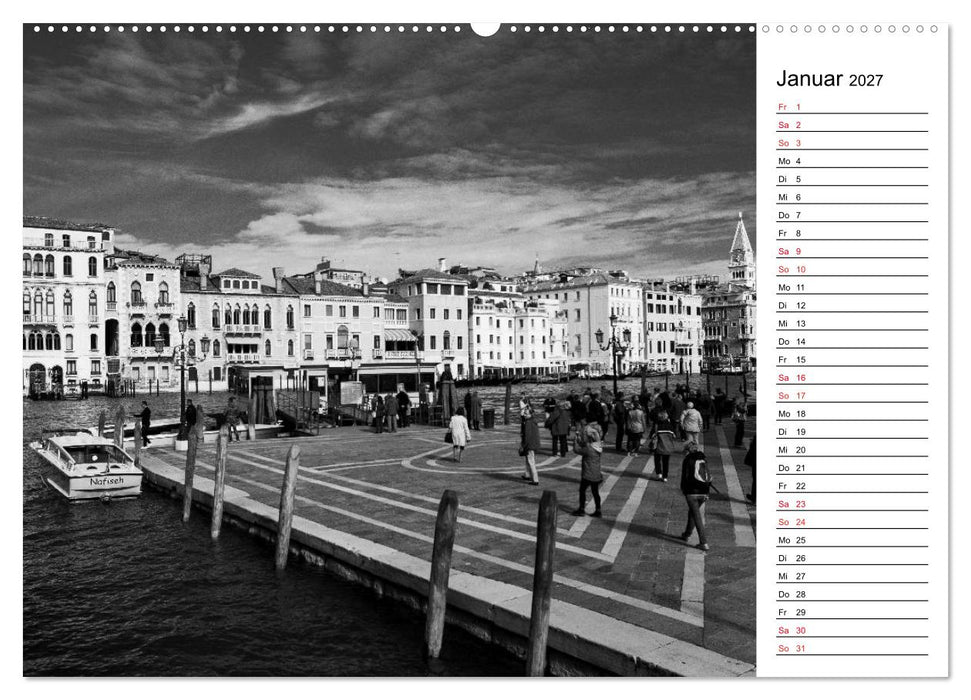 Venedig schwarz-weiß (CALVENDO Premium Wandkalender 2027)