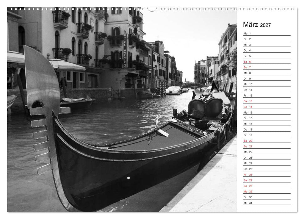Venedig schwarz-weiß (CALVENDO Premium Wandkalender 2027)