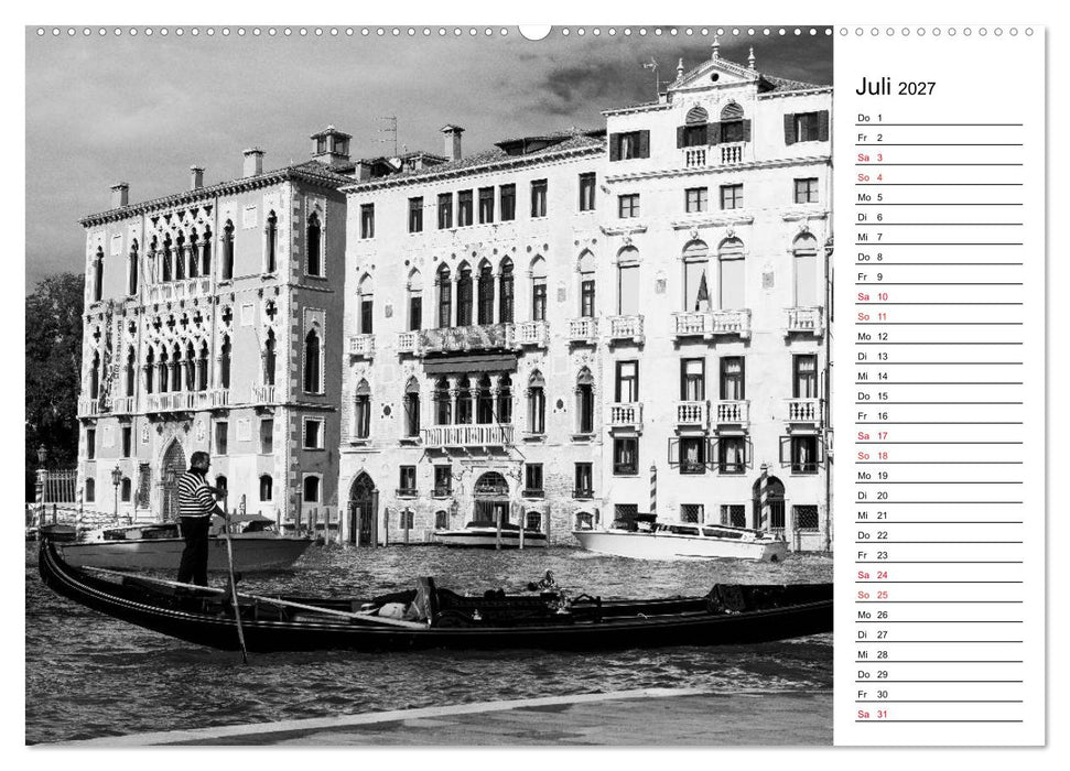 Venedig schwarz-weiß (CALVENDO Premium Wandkalender 2027)