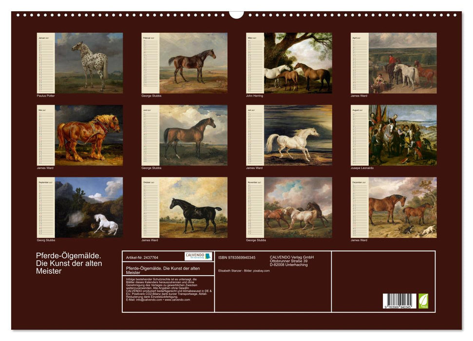 Pferde-Ölgemälde. Die Kunst der alten Meister (CALVENDO Wandkalender 2027)