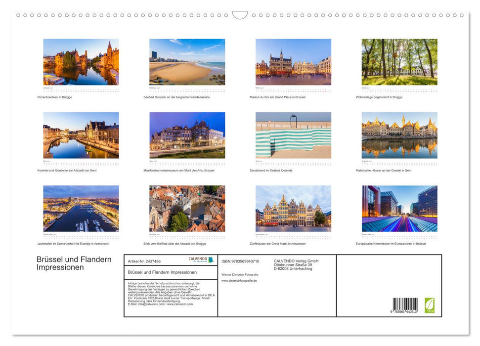 Brüssel und Flandern Impressionen (CALVENDO Wandkalender 2027)