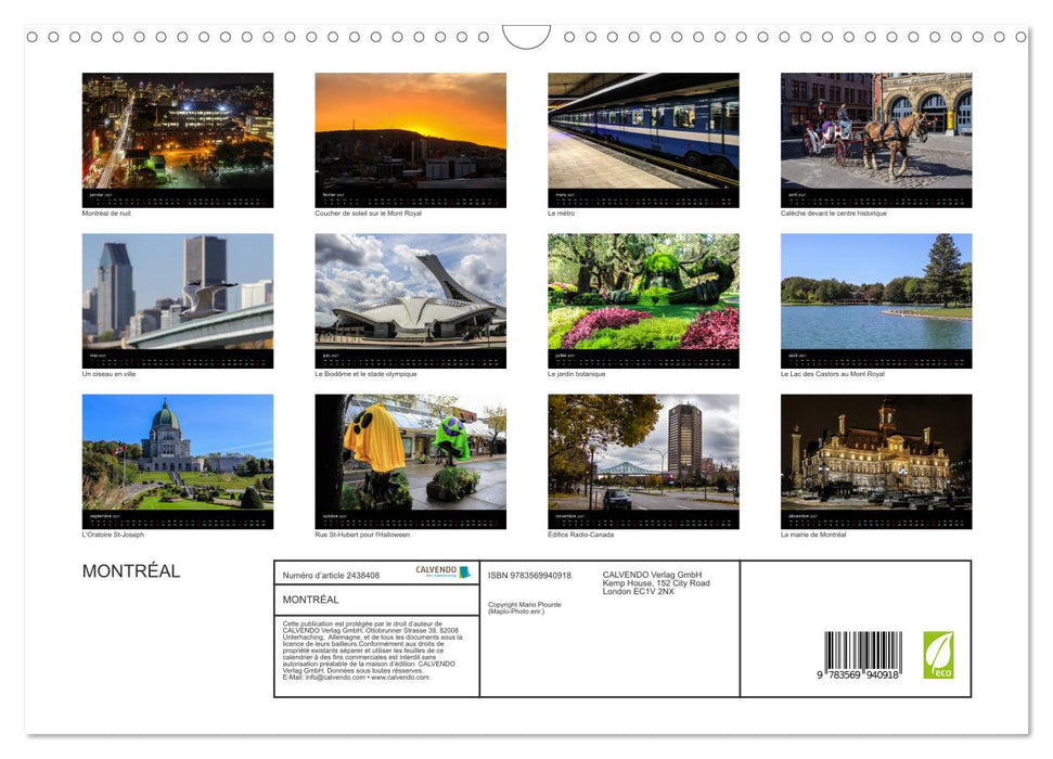 MONTRÉAL (CALVENDO Calendrier mensuel 2027)