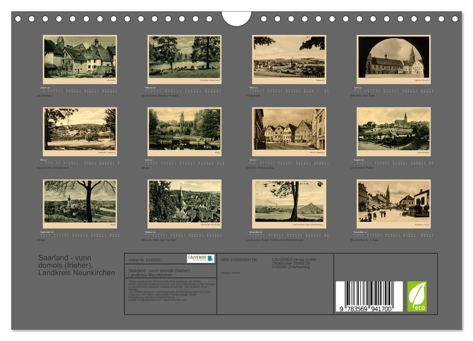 Saarland - vunn domols (frieher), Landkreis Neunkirchen (CALVENDO Wandkalender 2027)