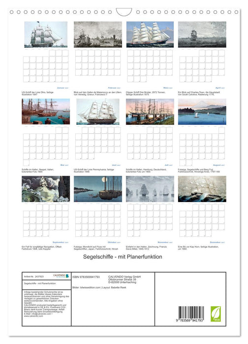Segelschiffe - mit Planerfunktion (CALVENDO Wandkalender 2027)