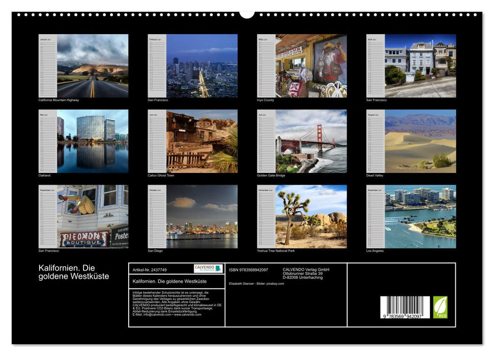 Kalifornien. Die goldene Westküste (CALVENDO Premium Wandkalender 2027)
