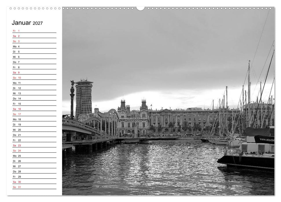 Barcelona Schwarz / Weiß Impressionen (CALVENDO Wandkalender 2027)