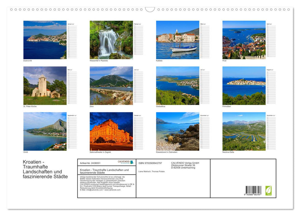 Kroatien - Traumhafte Landschaften und faszinierende Städte (CALVENDO Wandkalender 2027)