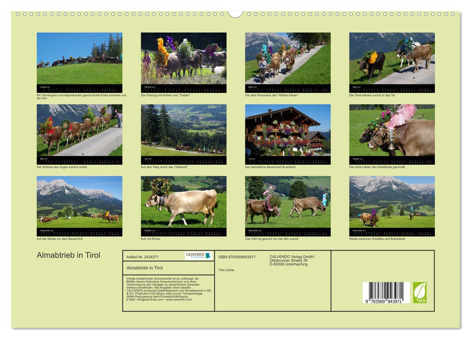 Almabtrieb in Tirol (CALVENDO Premium Wandkalender 2027)
