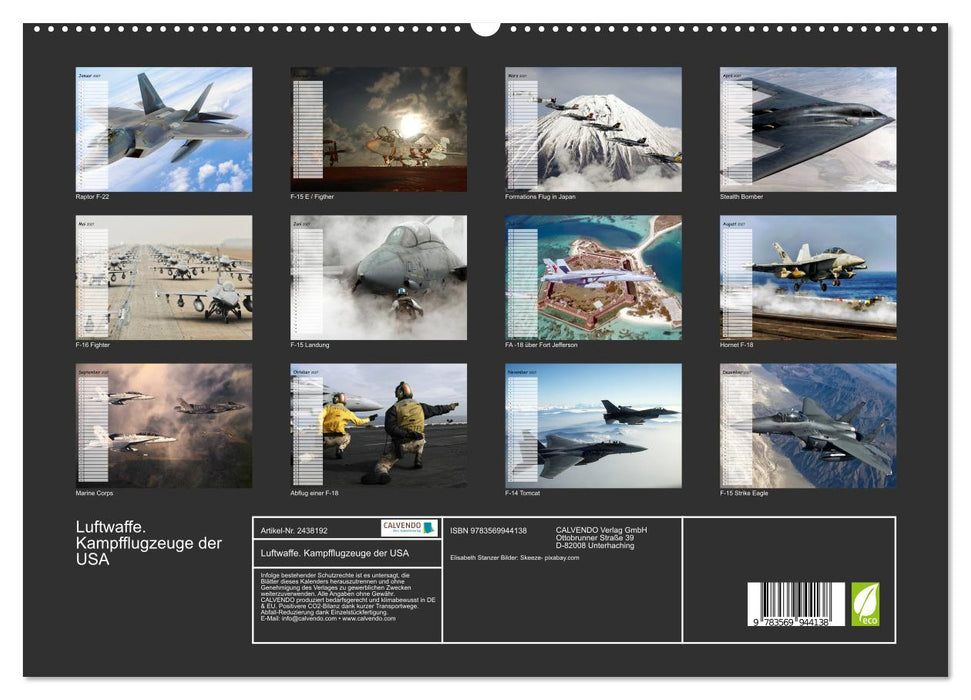 Luftwaffe. Kampfflugzeuge der USA (CALVENDO Premium Wandkalender 2027)