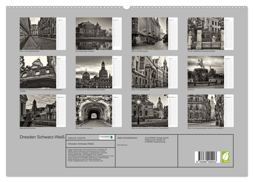 Dresden Schwarz-Weiß (CALVENDO Premium Wandkalender 2027)