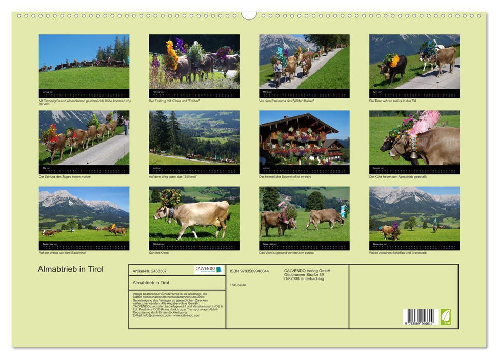 Almabtrieb in Tirol (CALVENDO Wandkalender 2027)