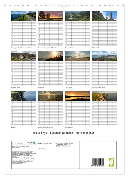 Isle of Skye - Schottlands Inseln - Familienplaner (CALVENDO Premium Wandkalender 2027)