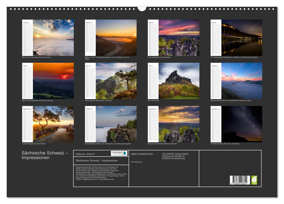 Sächsische Schweiz – Impressionen (CALVENDO Wandkalender 2027)