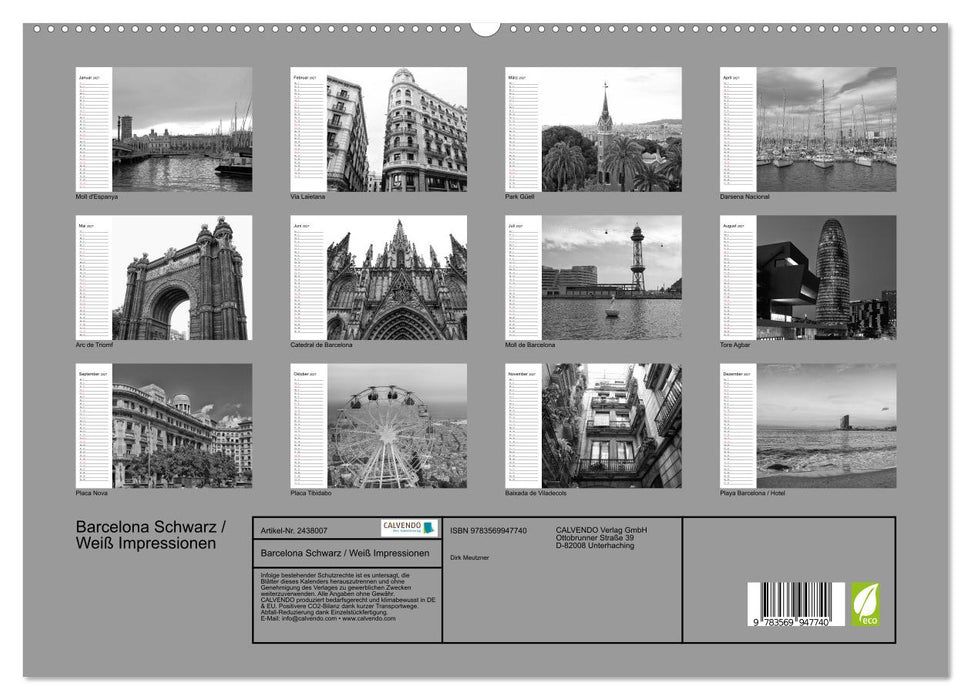 Barcelona Schwarz / Weiß Impressionen (CALVENDO Premium Wandkalender 2027)
