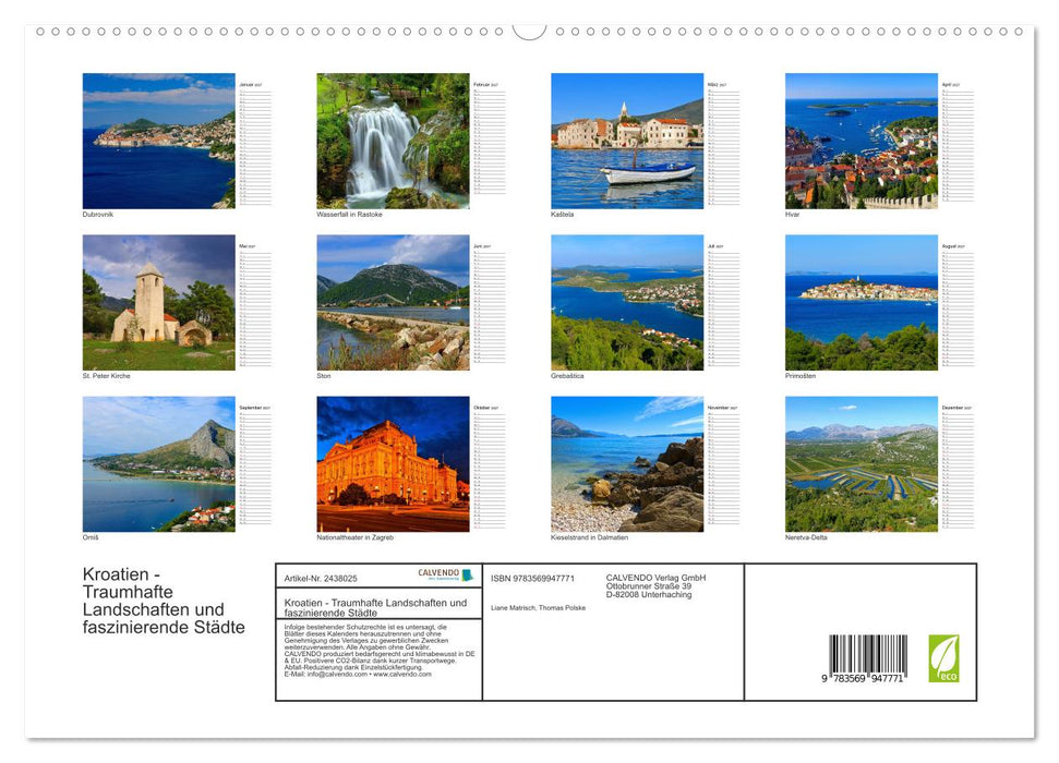 Kroatien - Traumhafte Landschaften und faszinierende Städte (CALVENDO Premium Wandkalender 2027)