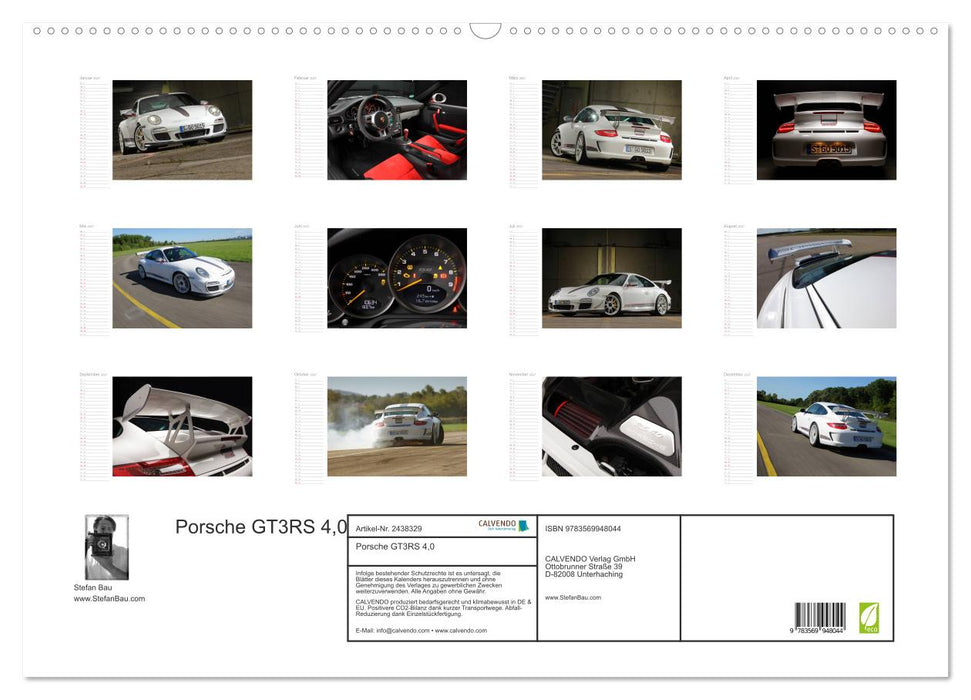 Porsche GT3RS 4,0 (CALVENDO Wandkalender 2027)