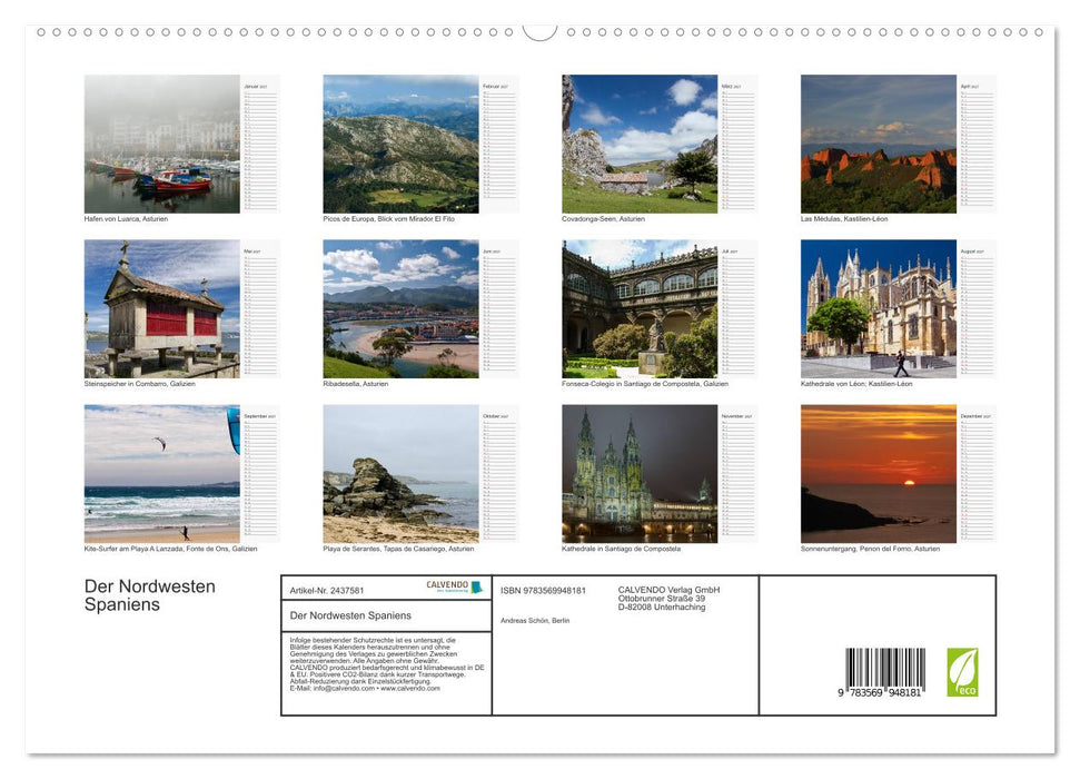 Der Nordwesten Spaniens (CALVENDO Premium Wandkalender 2027)