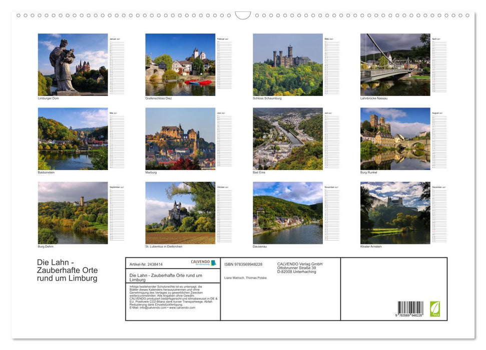 Die Lahn - Zauberhafte Orte rund um Limburg (CALVENDO Wandkalender 2027)