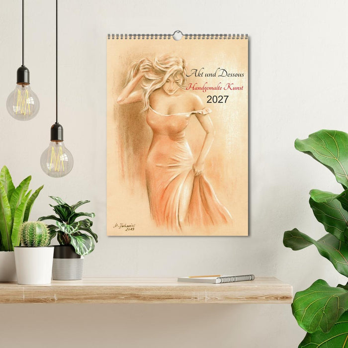 Akt und Dessous - Handgemalte Kunst (CALVENDO Wandkalender 2027)