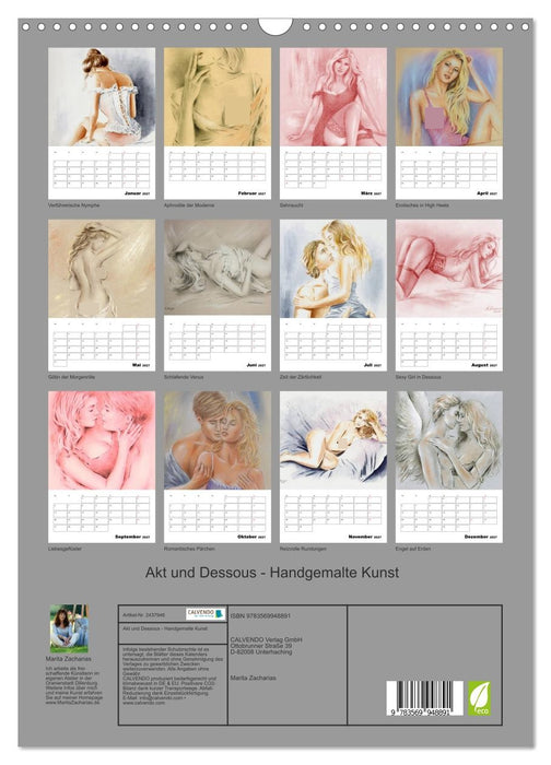 Akt und Dessous - Handgemalte Kunst (CALVENDO Wandkalender 2027)
