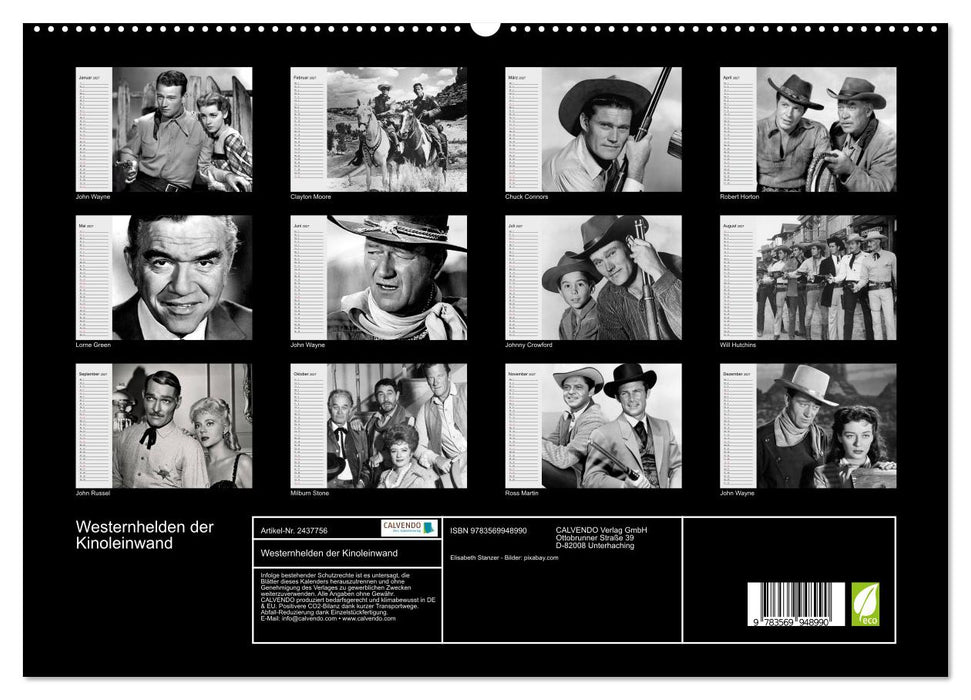 Westernhelden der Kinoleinwand (CALVENDO Premium Wandkalender 2027)