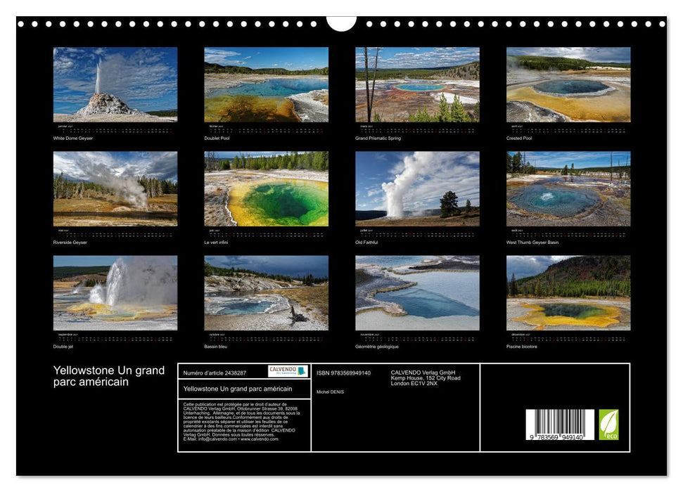 Yellowstone Un grand parc américain (CALVENDO Calendrier mensuel 2027)