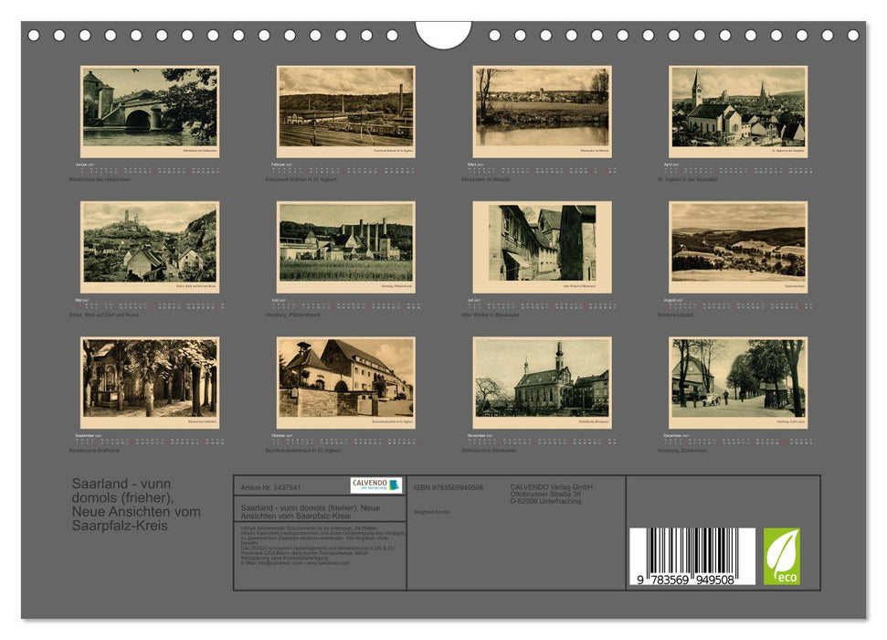Saarland - vunn domols (frieher), Neue Ansichten vom Saarpfalz-Kreis (CALVENDO Wandkalender 2027)