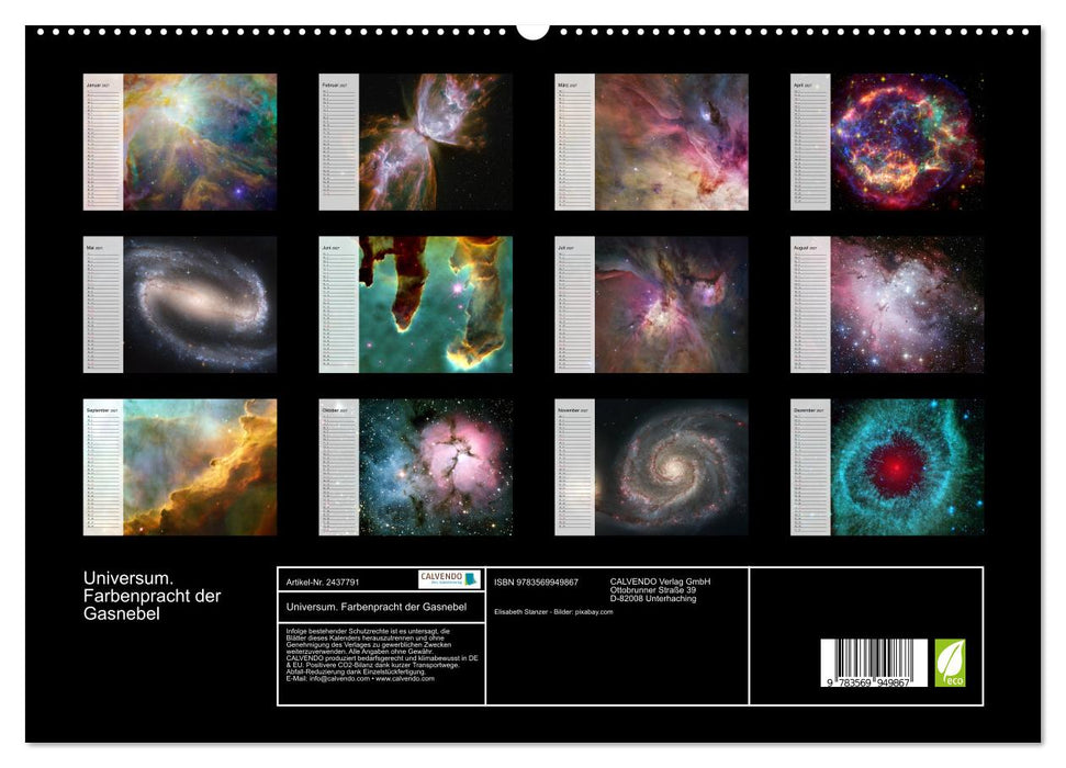 Universum. Farbenpracht der Gasnebel (CALVENDO Premium Wandkalender 2027)