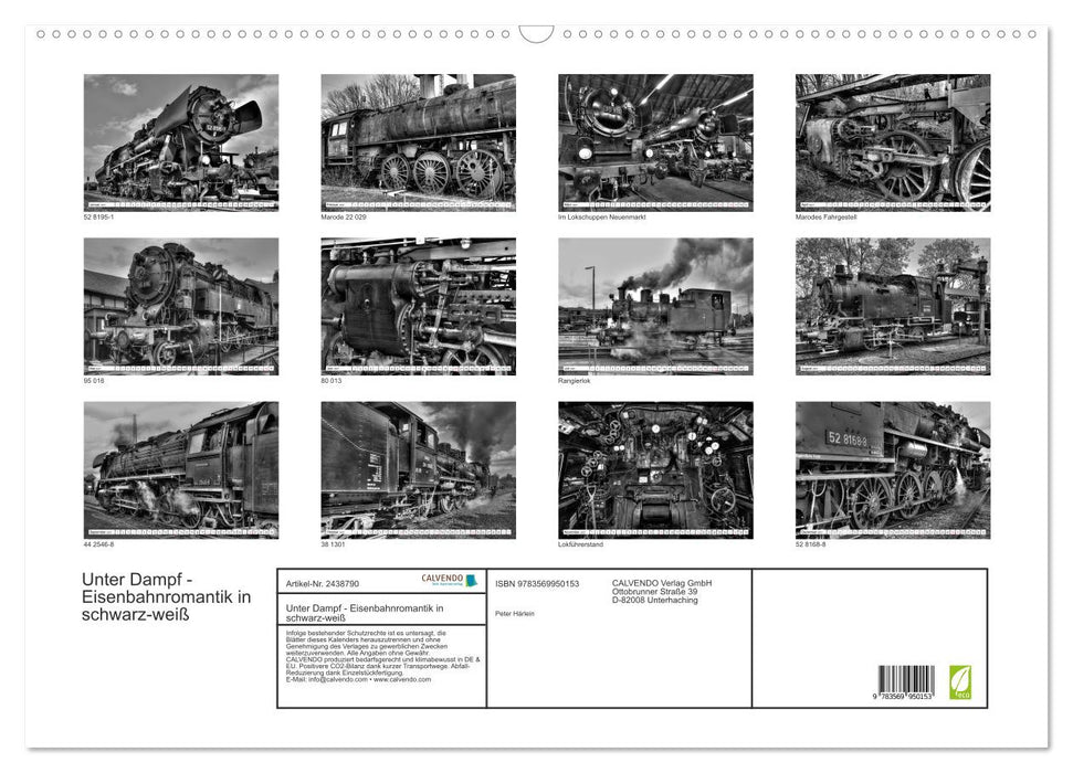 Unter Dampf - Eisenbahnromantik in schwarz-weiß (CALVENDO Wandkalender 2027)