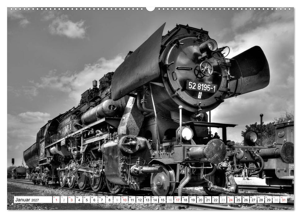 Unter Dampf - Eisenbahnromantik in schwarz-weiß (CALVENDO Wandkalender 2027)