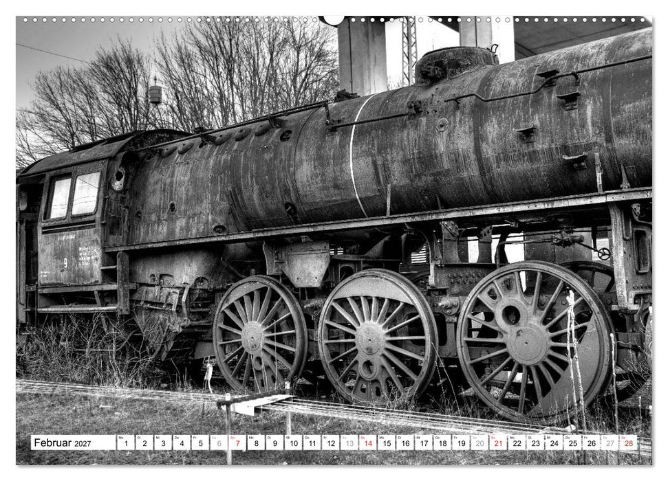 Unter Dampf - Eisenbahnromantik in schwarz-weiß (CALVENDO Wandkalender 2027)