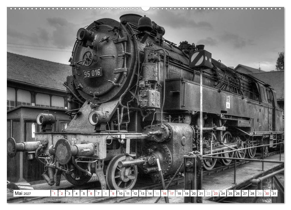 Unter Dampf - Eisenbahnromantik in schwarz-weiß (CALVENDO Wandkalender 2027)
