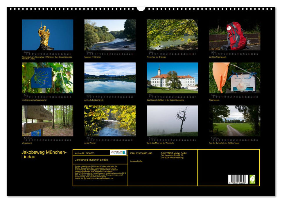 Jakobsweg München-Lindau (CALVENDO Wandkalender 2027)