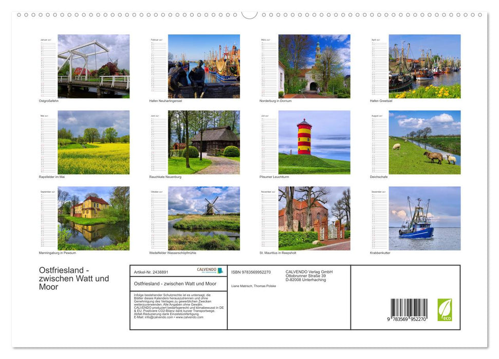 Ostfriesland - zwischen Watt und Moor (CALVENDO Premium Wandkalender 2027)