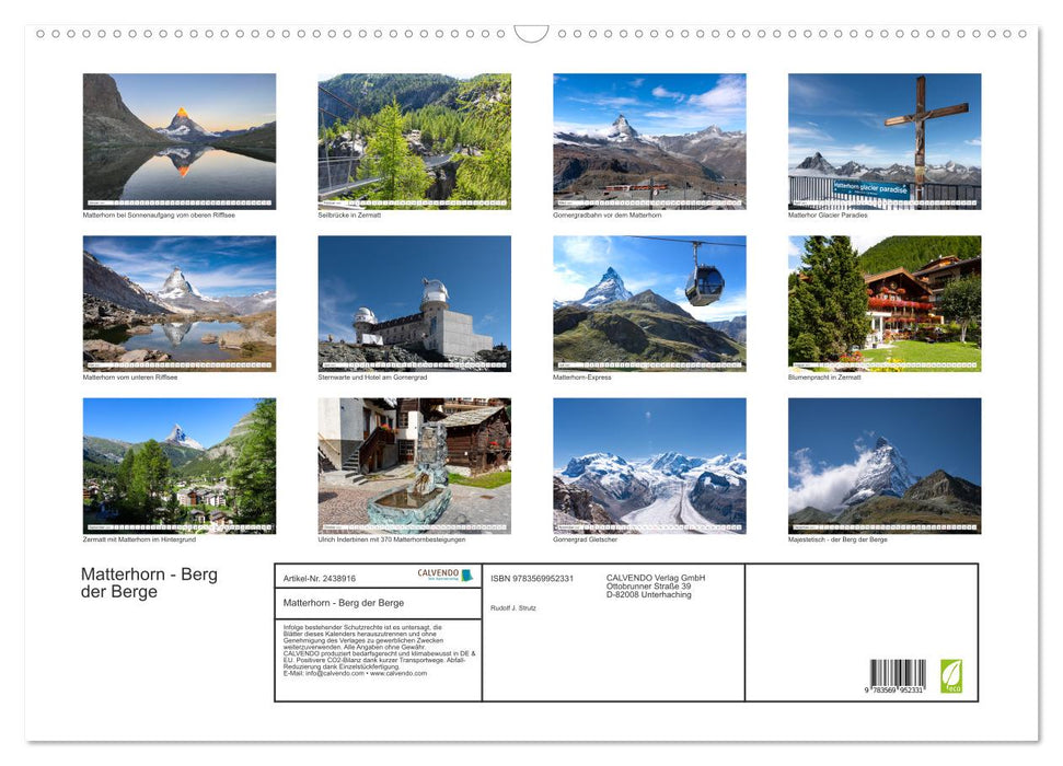 Matterhorn - Berg der Berge (CALVENDO Wandkalender 2027)