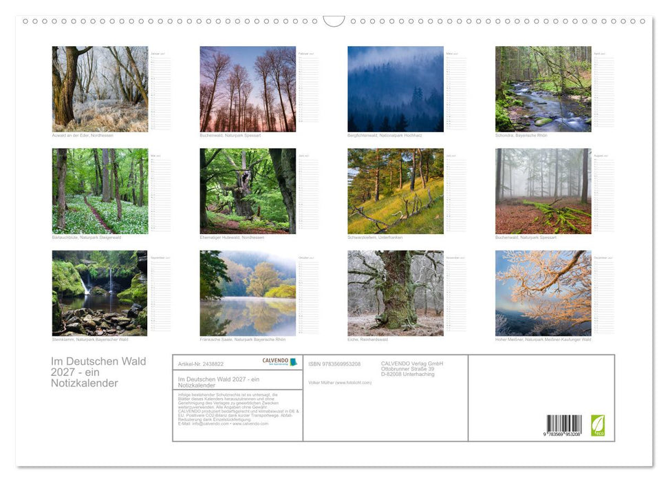 Im Deutschen Wald 2027 - ein Notizkalender (CALVENDO Wandkalender 2027)