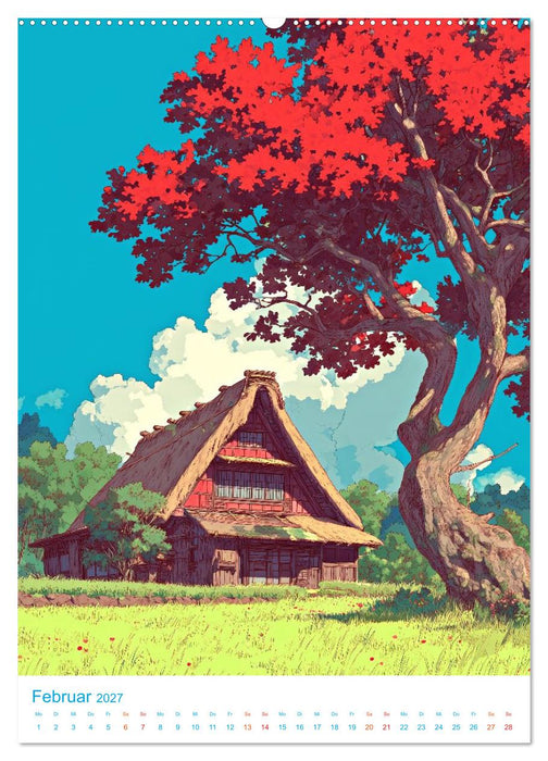 Japanische Häuser - im Anime-Stil (CALVENDO Wandkalender 2027)