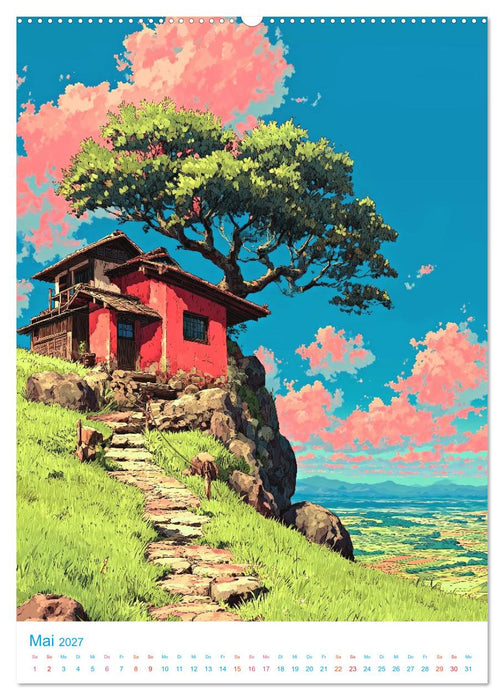 Japanische Häuser - im Anime-Stil (CALVENDO Wandkalender 2027)