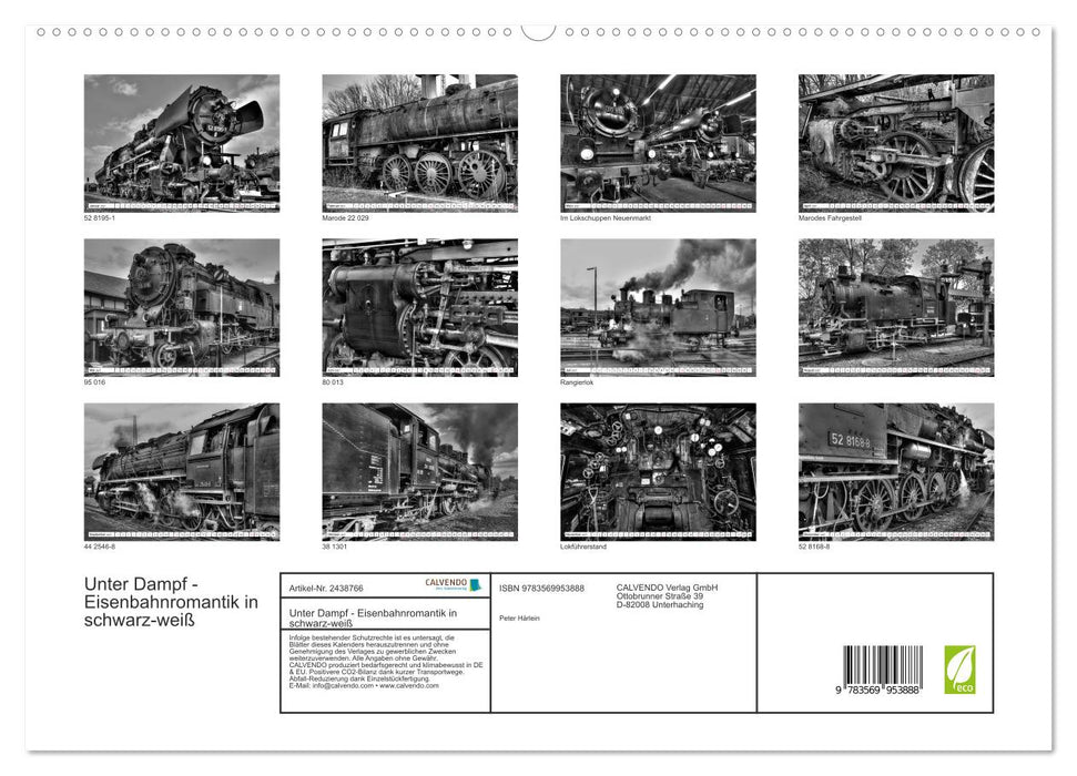 Unter Dampf - Eisenbahnromantik in schwarz-weiß (CALVENDO Premium Wandkalender 2027)