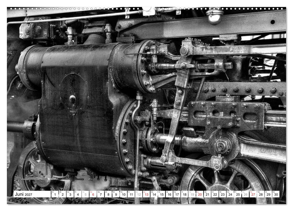 Unter Dampf - Eisenbahnromantik in schwarz-weiß (CALVENDO Premium Wandkalender 2027)