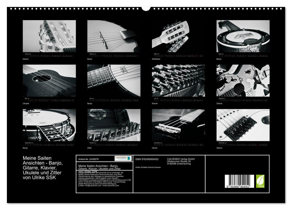 Meine Saiten Ansichten - Banjo, Gitarre, Klavier, Ukulele und Zitter von Ulrike SSK (CALVENDO Premium Wandkalender 2027)