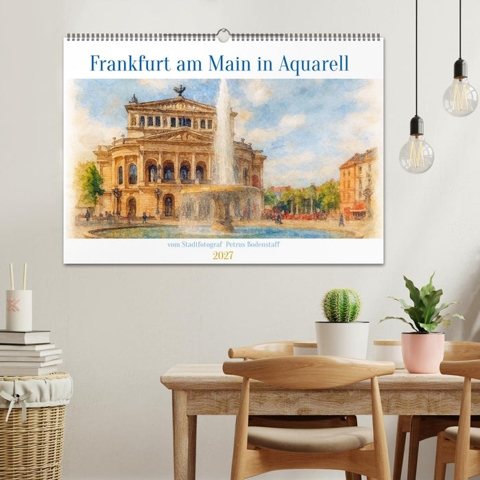 Frankfurt am Main in Aquarell vom Stadtfotograf Petrus Bodenstaff (CALVENDO Wandkalender 2027)