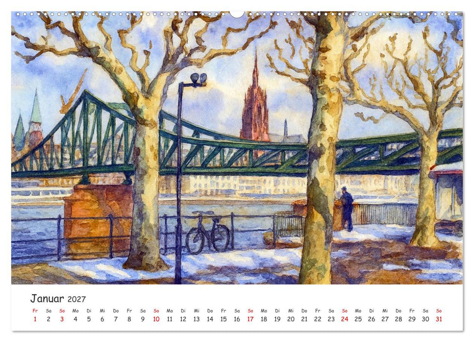 Frankfurt am Main in Aquarell vom Stadtfotograf Petrus Bodenstaff (CALVENDO Wandkalender 2027)