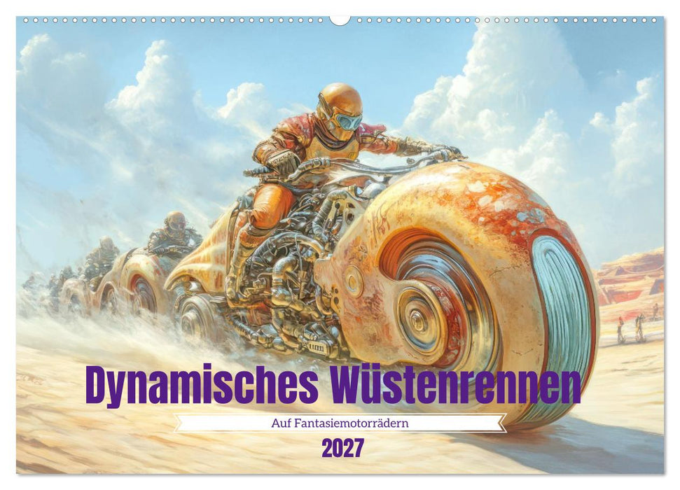 Dynamisches Wüstenrennen - Auf Fantasiemotorrädern (CALVENDO Wandkalender 2027)
