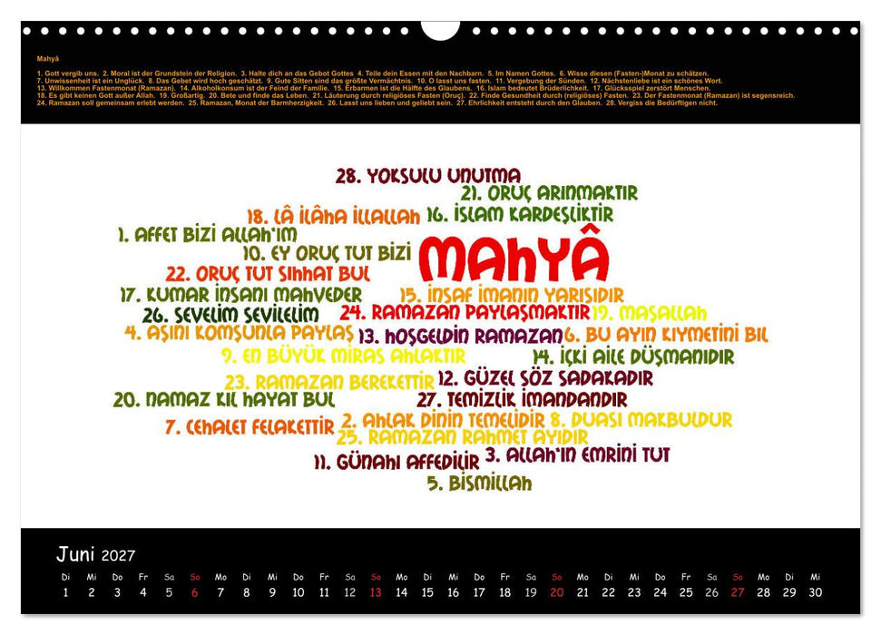 Sprachkalender Türkisch-Deutsch (CALVENDO Wandkalender 2027)