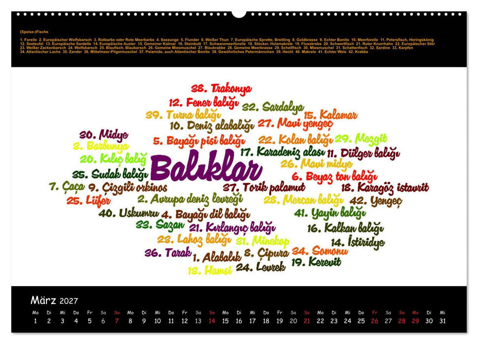 Sprachkalender Türkisch-Deutsch (CALVENDO Premium Wandkalender 2027)