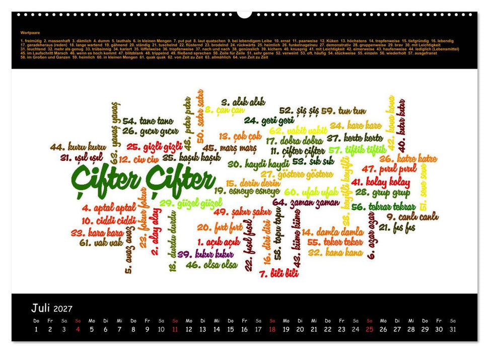 Sprachkalender Türkisch-Deutsch (CALVENDO Premium Wandkalender 2027)