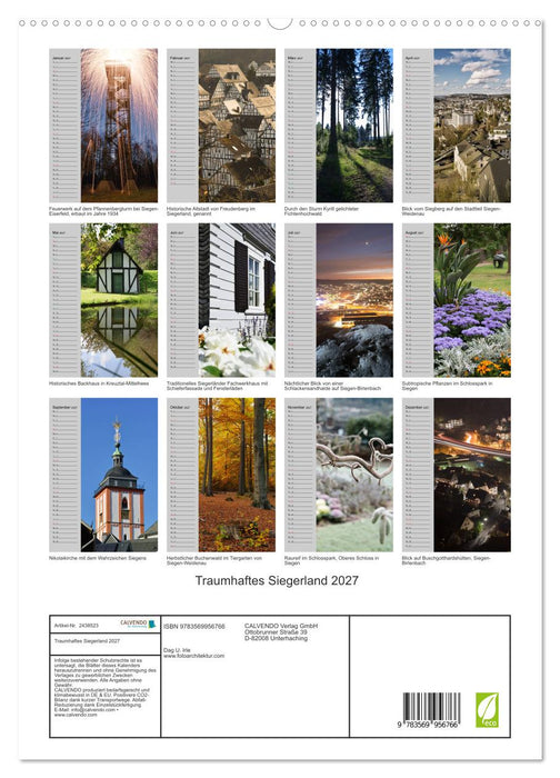 Traumhaftes Siegerland 2027 (CALVENDO Premium Wandkalender 2027)